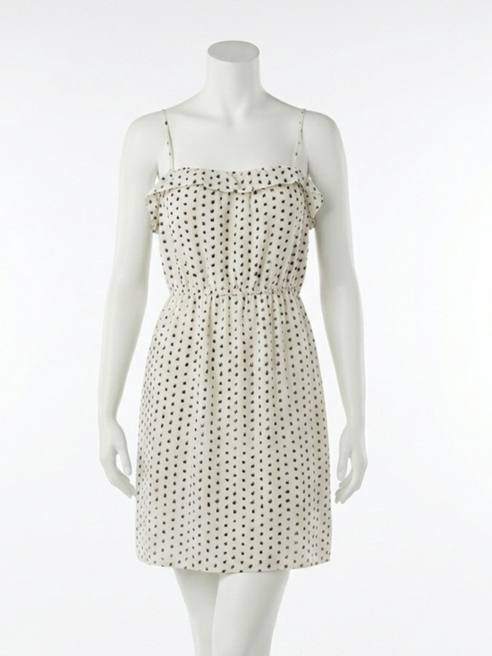 J.Crew Silk Polka Dot Ruffle Spaghetti Strap Cami Summer Party Cocktail Dress 10